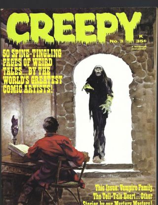 3 Vintage Warren Magazines Creepy 3 Vf Frazetta Cover,  Eerie 