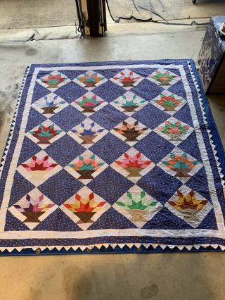 Vintage Hand Made Quilt 78 " X 72 " Made In The Usa