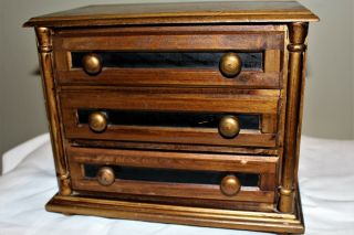 Schmid Vintage Musical 164 Romeo Juliet Japan Wood Jewelry Box Chest 3 Drawer
