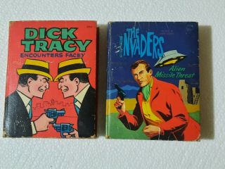 2 Big Little Books - Dick Tracy Encounters Facey - Invaders Alien Missile Threat