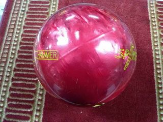 Vintage Hammer Spike Red Swirl Bowling Ball Ooaoo2503 Made In Usa (s7 - B)
