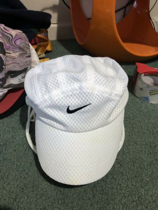 Vintage 90s Nike Mini Swoosh 5 Panel White Mesh Strapback Hat Cap Tennis Agassi
