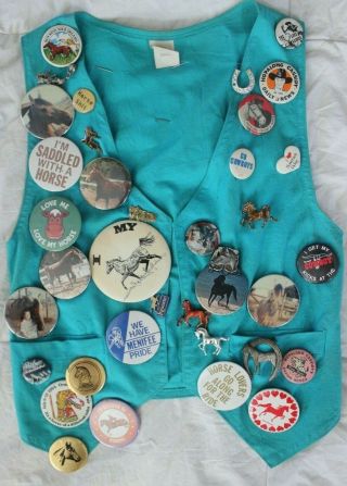 Vintage Vest Western Rodeo Cowboy Buttons Pins (lone Ranger Hopalong Cassidy)