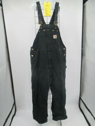 I8327 Vtg Carhartt Duck Bib Overalls Quilt Lined Dungarees Size 40 X 32