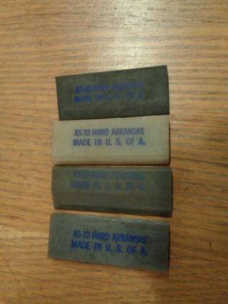 4 Hard Arkansas Made In Usa As - 12/ As - 22/ As - 32 As - 42 Sharpening Stones Vintage