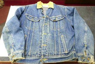 Vintage Lee Storm Riders Denim Jacket W/flannel Lining - Well Worn Size Large 80s