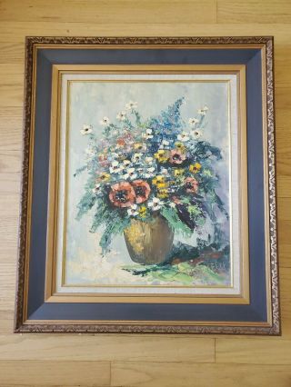 Vintage Oil On Canvas Painting.  Still Life Hungarian Artist F.  Szekely 24x28