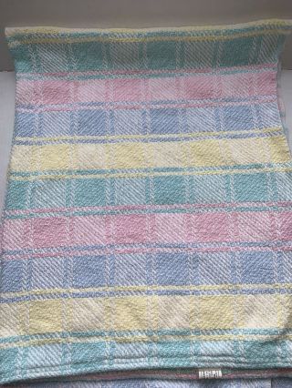 Vintage Pastel Plaid Cotton White Pink Yellow Blue Baby Blanket Wpl 1675 (xx)