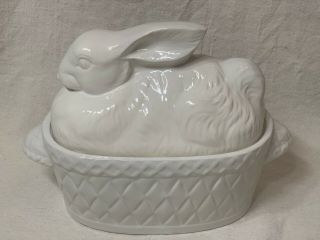 Vintage White Bunny Rabbit Soup Tureen Serving Dish 2qt Himark Japan Easter