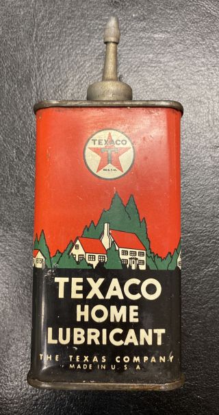 Vintage Texaco Home Lubricant Oil Can 4 Oz,  Lead Top Oiler,  Advertising Tin Usa
