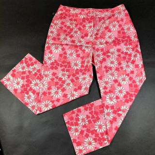 Vintage Lilly Pulitzer Casual Pants Size 6 Red Pink Floral Flowers Daisy Casual