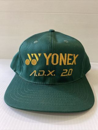 Vintage Yonex Sports Hat Badminton Tennis Squash Green Strap Adjustable Cap