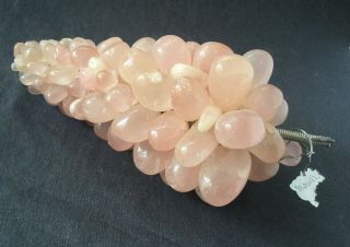 Vtg Semi Precious Stone GRAPES Polished Bunch CLUSTER Pink Quartz from Brazil 2