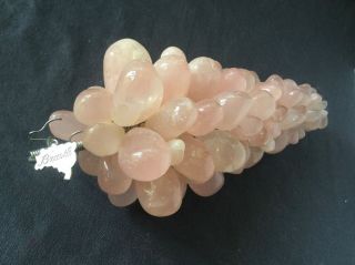 Vtg Semi Precious Stone GRAPES Polished Bunch CLUSTER Pink Quartz from Brazil 3