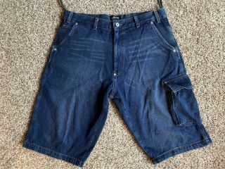 Vintage 1990s Stussy Denim Cargo Shorts 36 Made In Usa Blue Jean