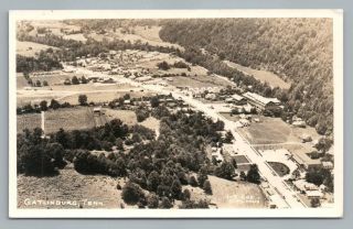 Gatlinburg Tennessee Aerial Photo Rppc Rare Vintage Cline Smoky Mountains 1940s