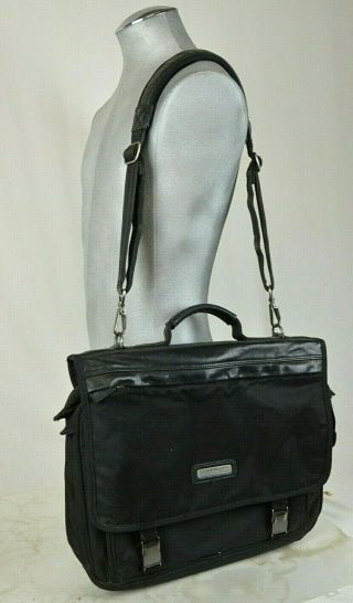Vintage Kenneth Cole Black Leather Briefcase Computer Bag Laptop Case Item 53425
