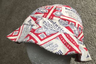 Budweiser Lager Beer Bucket Hat Cap Size S Easy To Roll / Crushable Vented Vtg