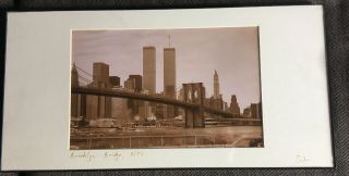 Vintage York City Brooklyn Bridge With Two Towers Signed Framed