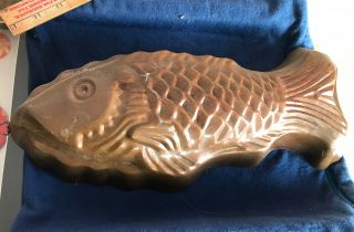 Large Antique 1950s Copper Fish Rare Mold Jelly Mold Apsic Tin Pudding Vintage