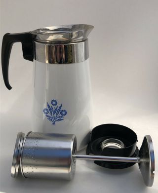 Vintage Corning Ware 9 Cup Stovetop Percolator Coffee Pot Cornflower Blue