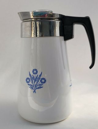 VINTAGE Corning Ware 9 Cup Stovetop Percolator Coffee Pot Cornflower Blue 2