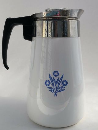 VINTAGE Corning Ware 9 Cup Stovetop Percolator Coffee Pot Cornflower Blue 3