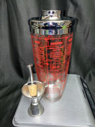 Vintage Cocktail Shaker Irvinware Drink Mixer Glass Red Letter Recipes Made Usa