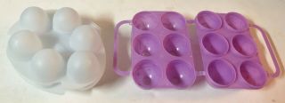 2 Vintage Jell - O Jigglers Easter Egg Molds Purple Etched Smooth Blue
