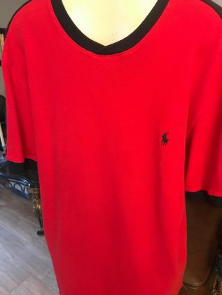 Vtg Polo Ralph Lauren S/s Red & Blue Waffle Knit Thermal Cotton Large B11