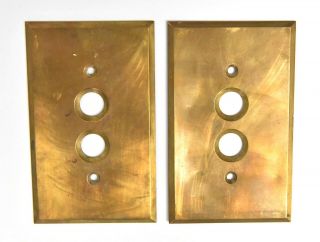 2 Vintage Thick Brass Single Push Button Switch Cover Face Plate Home Decor