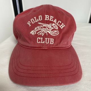Vintage POLO RALPH LAUREN Beach Club Strapback Hat Cap Faded Red Lobster Rare 2