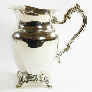 Du Maurier Oneida Silver Plate Footed Water Pitcher Ice Lip Guard Vintage