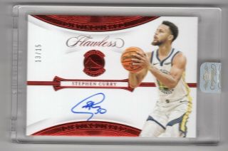 Stephen Curry 2019 - 20 Flawless Distinguished Ruby On Card Auto 13/15 Warriors