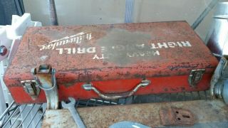 Vintage Milwaukee Heavy Duty Right Angle Drill Metal Tool Box Sawzall Antique