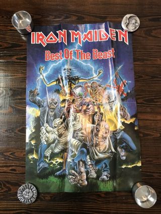 Rare Iron Maiden Best Of The Beast 1996 Vintage Music Record Store Promo Poster