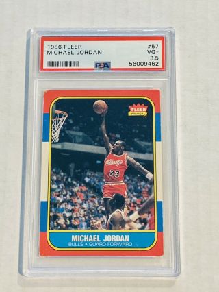 1986 Fleer Michael Jordan Rookie Basketball Card Psa Vg,  3.  5 Rare Card 57