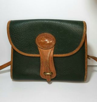 Vtg Dooney And Bourke Medium Essex Green Leather Crossbody Shoulder Bag Purse