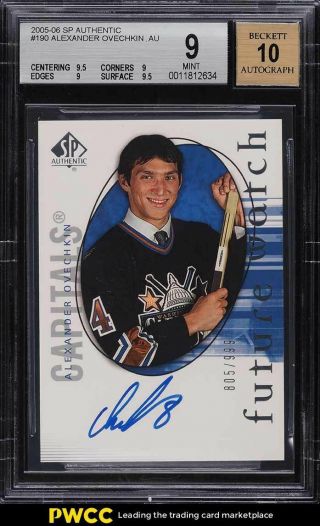2005 Sp Authentic Alexander Ovechkin Rookie Rc Auto /999 190 Bgs 9
