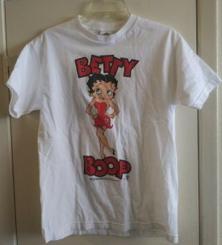 Vintage T Shirt 90s Betty Boop Double Sided Graphic Tee 1996 Medium White