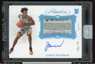 Flawless 2020 James Wiseman Rc Rpa 1/1 Laundry Tag Ultra Rare One Of One Auto