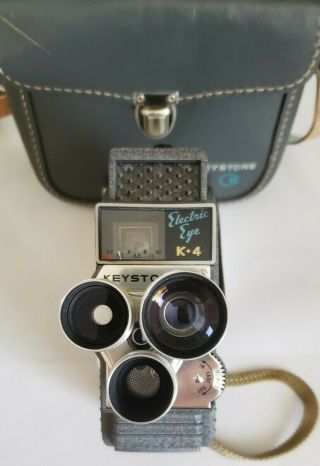 Vintage Keystone Electric Eye K4 8mm Cinema Camera W/ Leather Case 528