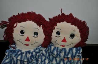 Vintage Antique Handmade 26 Inch Raggedy Ann and Andy Dolls 2