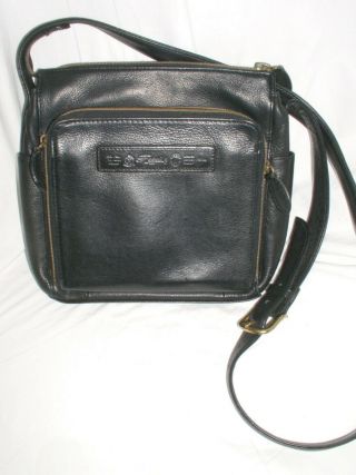 Vintage Fossil 75082 Black Leather Crossbody Messenger Bag Shoulder Purse Euc