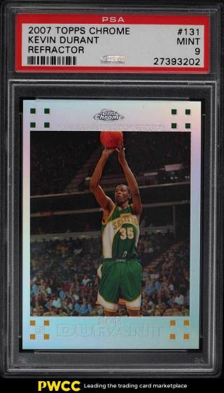 2007 Topps Chrome Refractor Kevin Durant Rookie Rc /1499 131 Psa 9