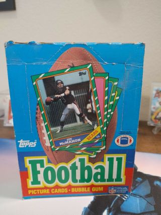 1986 Topps Football Wax Box 36 Factory Packs,  Non " X " Out Box,  Box