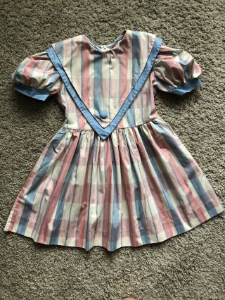 Vintage Girls Dress Size 6 Pink Blue Easter Key To Fashion Coming Thing