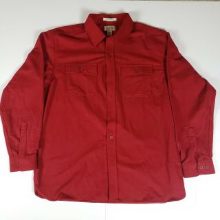 Vintage L.  L.  Bean Flannel Shirt Mens Large Red Chamois Long Sleeve Button Down