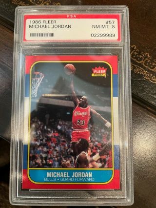 1986 Fleer Basketball Michael Jordan Rookie Card Psa 8 57 - Great Centering