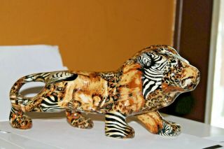 Vintage La Vie Lion Figurine African Jungle Safari Animal Print Body